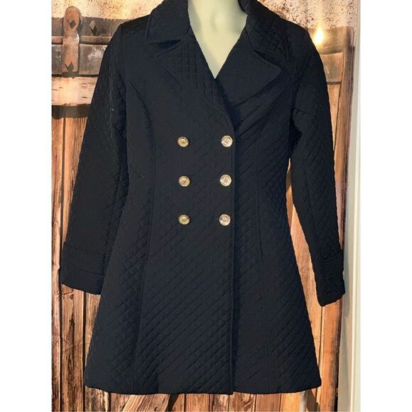 Ivanka Trump Navy Blue Quilted Double Breasted trench coat Jacket - Picture 1 of 7